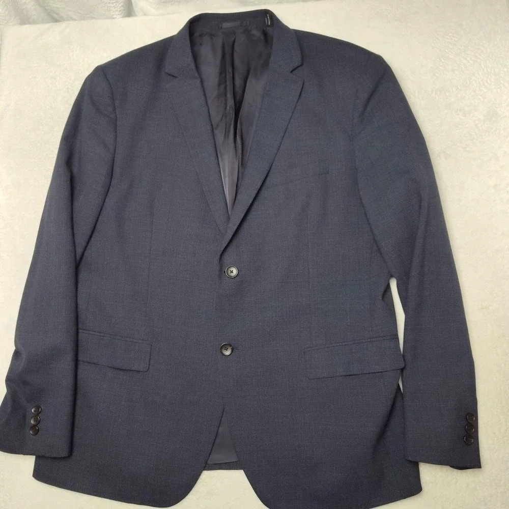 Theory Suit Jacket Mens 44 Blue Check‎ Tweed Rodolf Notch Single-Breasted Coat